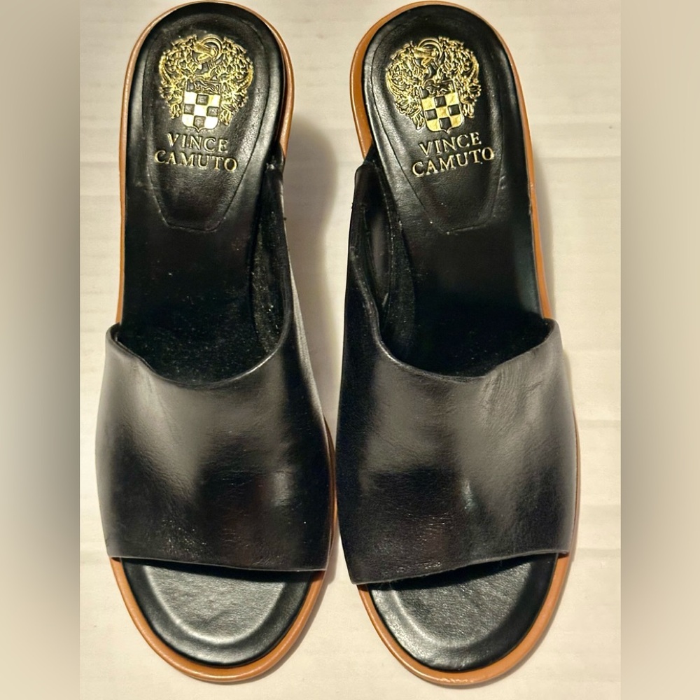 Vince Camuto Black Leather Mules, size 6 medium